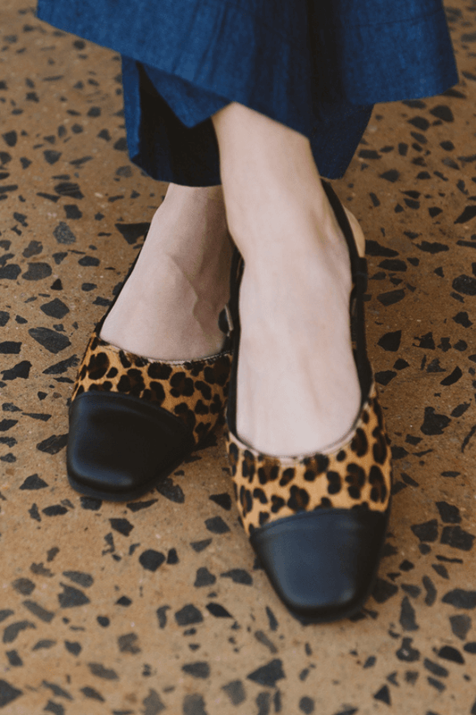Colette Slingback Leopard Black Leather
