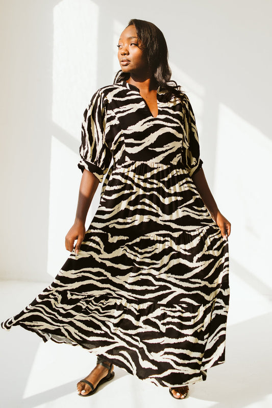 Pia Black and Cream Dress