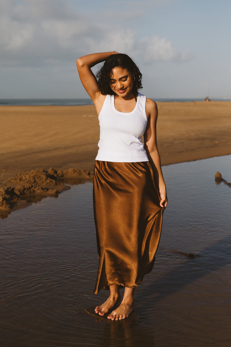 Satin Skirt Chocolate
