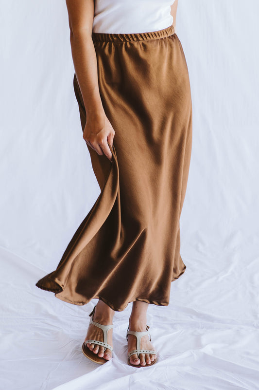 Satin Skirt Chocolate
