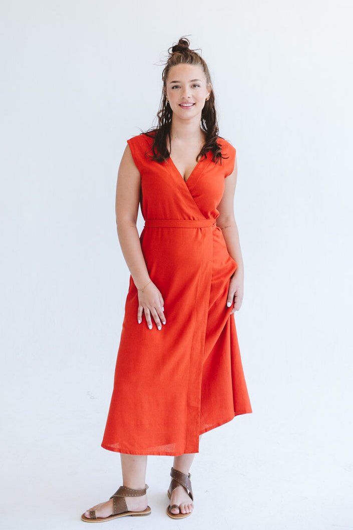 Lila Reversible Wrap Dress Orange – Trinity Design Co