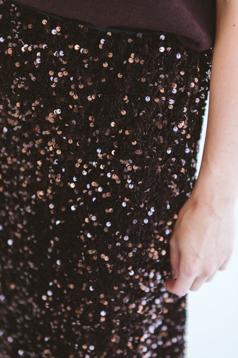 Sequin Skirt Chocolate