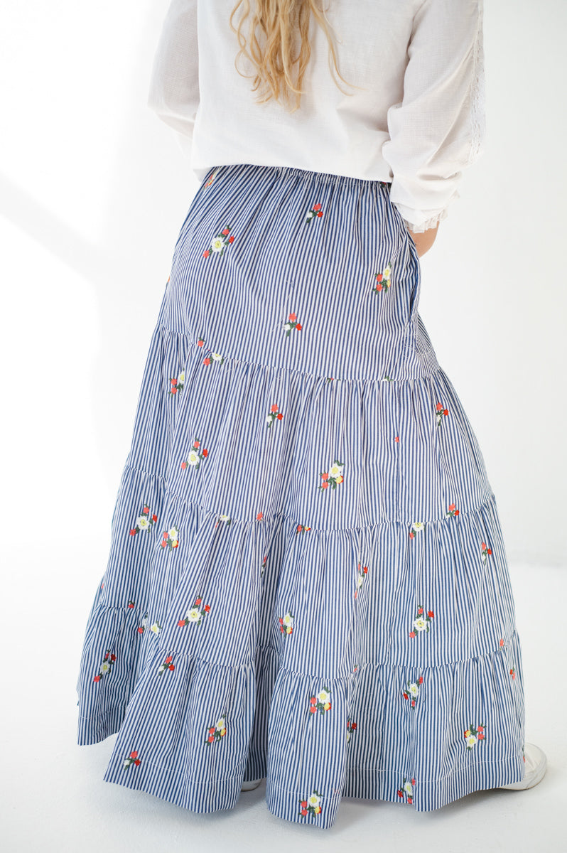 Ali Embroidered Stripe Skirt