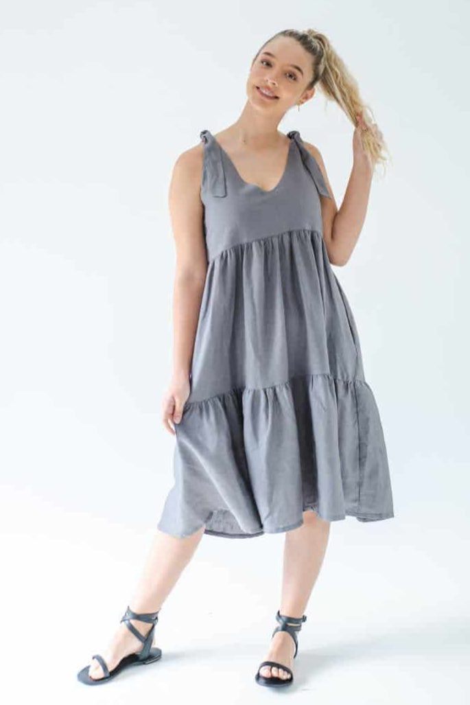 Sweetpea Grey Linen Dress