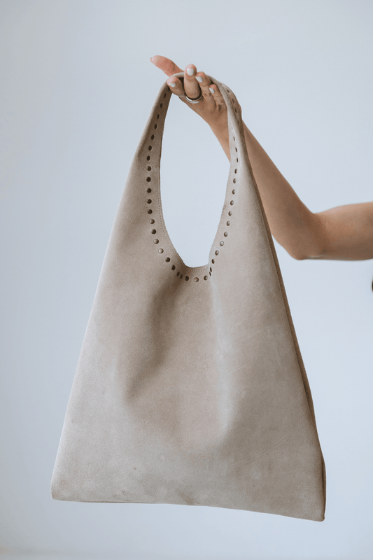 Casey Suede Bag Nude with Studs