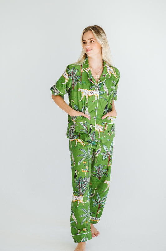 PJ Summer Long Green Leopard