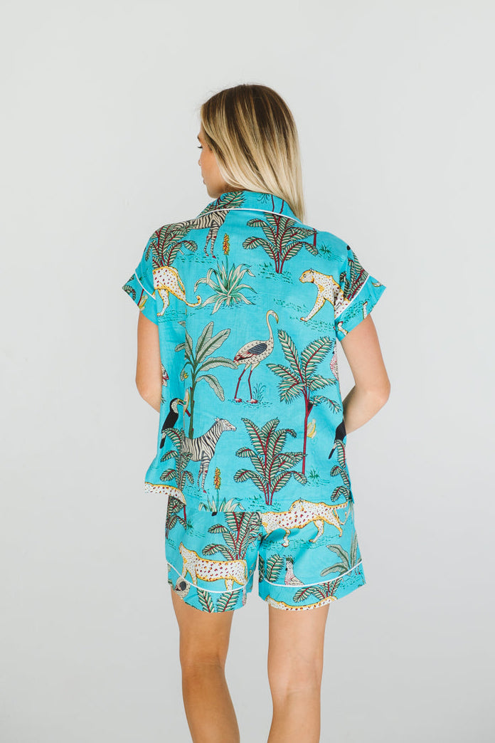 PJ Short Turquoise Leopard