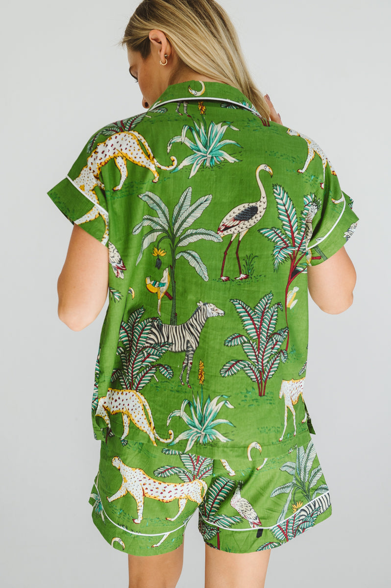 PJ Short Green Leopard