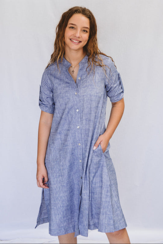 Maggie Blue Shirt Dress