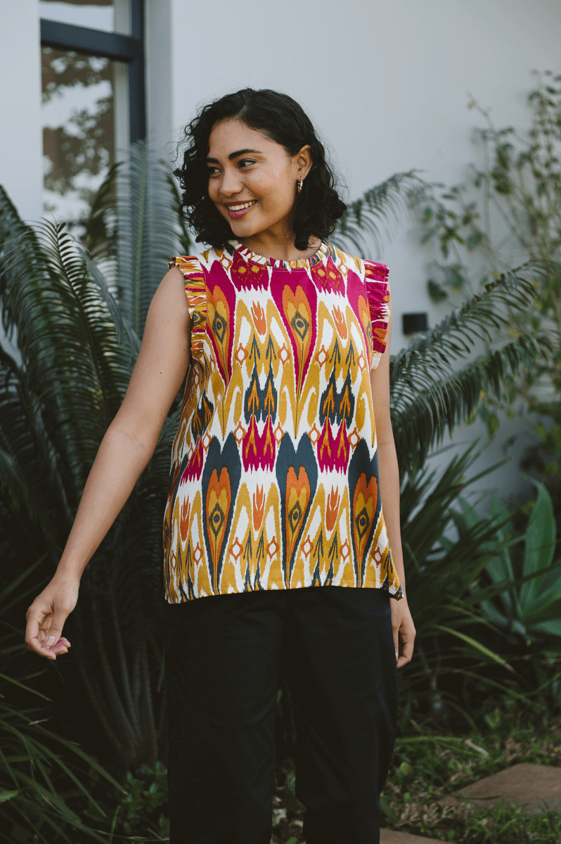Flynn Shirt Mustard Ikat