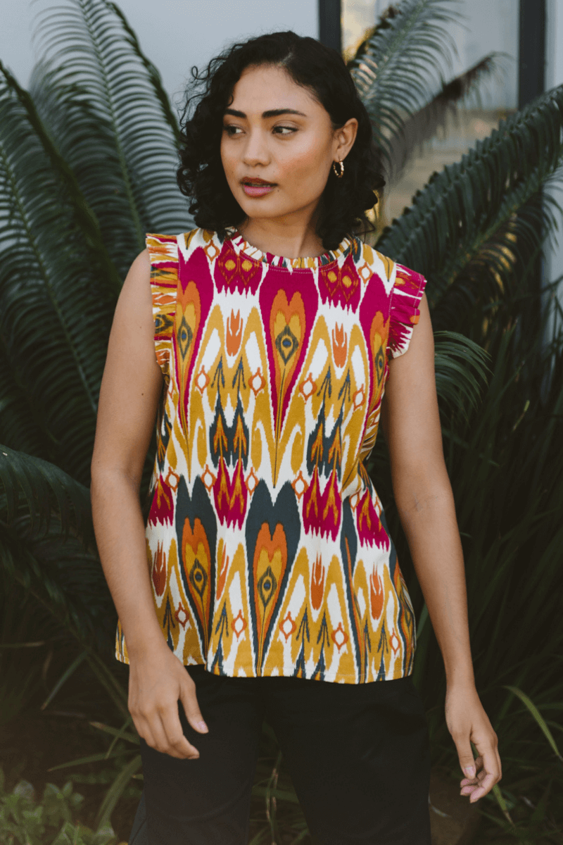 Flynn Shirt Mustard Ikat