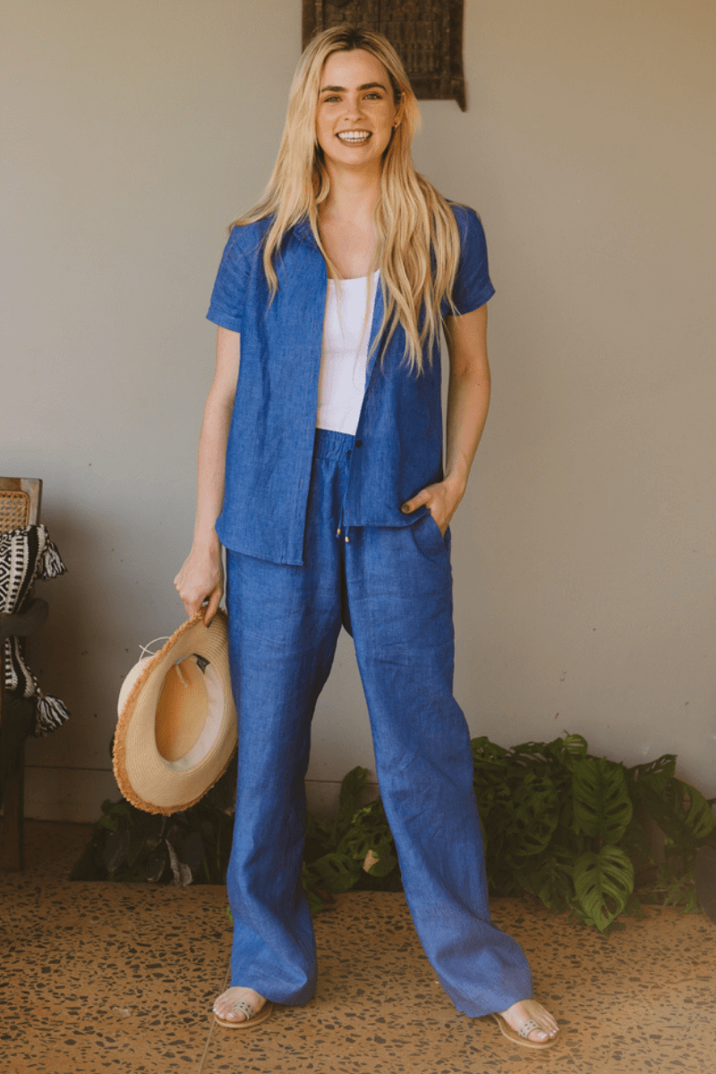 Ivy Linen Trouser Blue