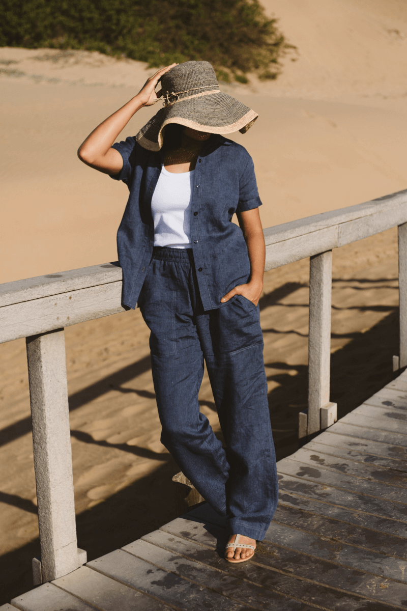 Ivy Linen Trouser Navy