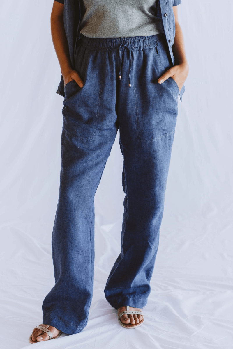 Ivy Linen Trouser Navy