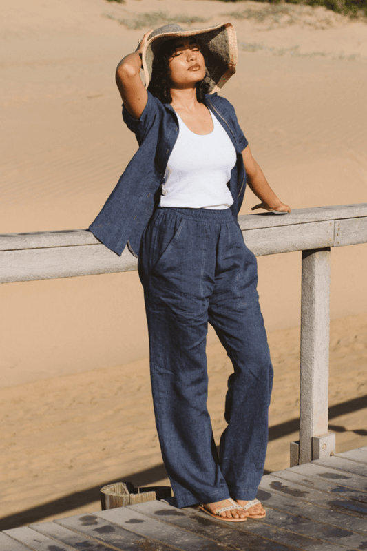 Ivy Linen Trouser Navy
