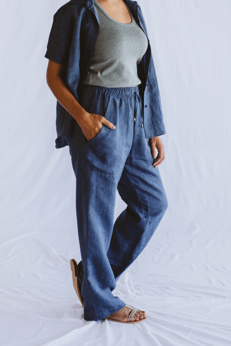 Ivy Linen Trouser Navy