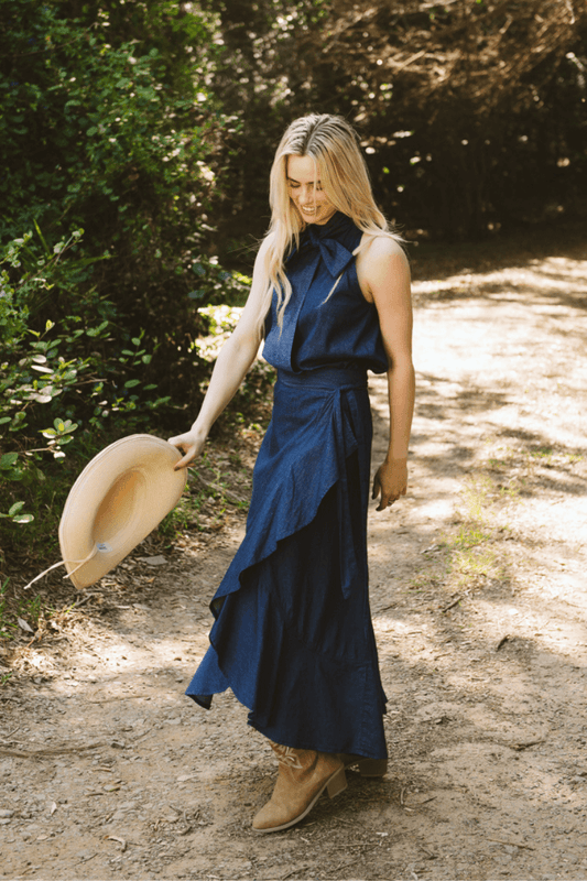 Vergara Wrap Skirt Denim