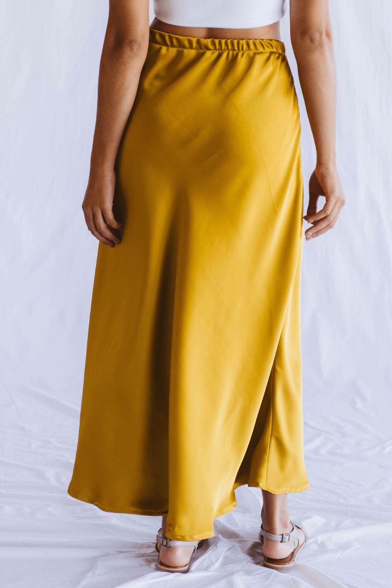 Satin Skirt Mustard