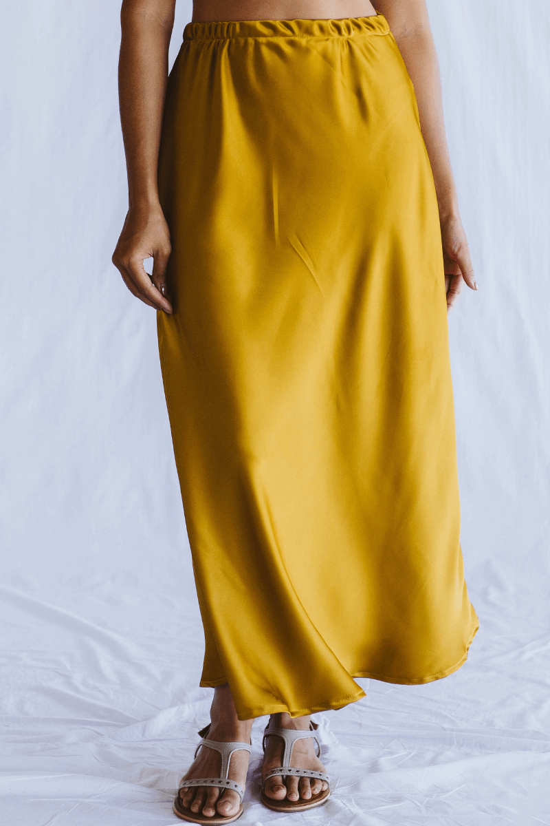 Satin Skirt Mustard