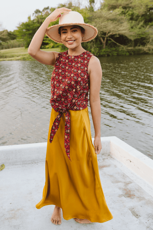 Satin Skirt Mustard