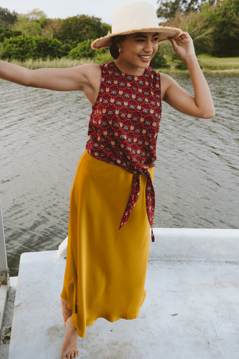 Satin Skirt Mustard