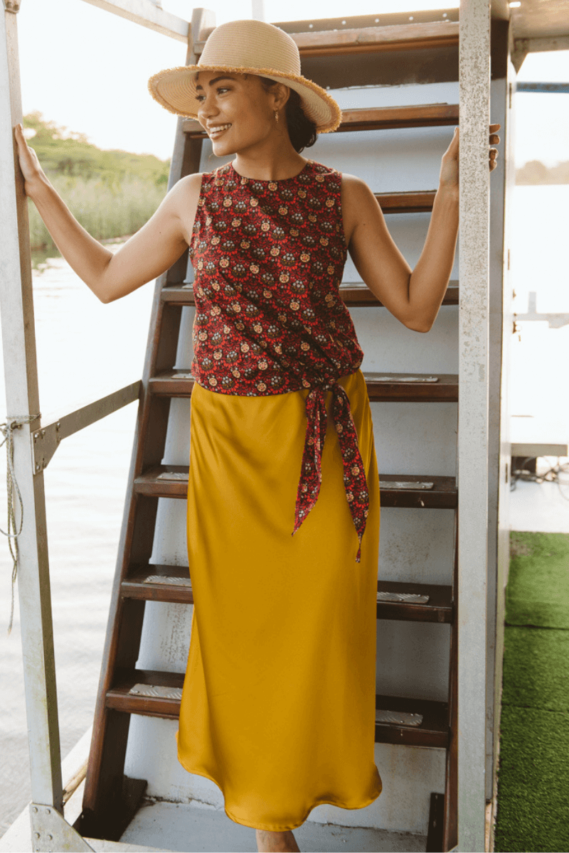 Satin Skirt Mustard