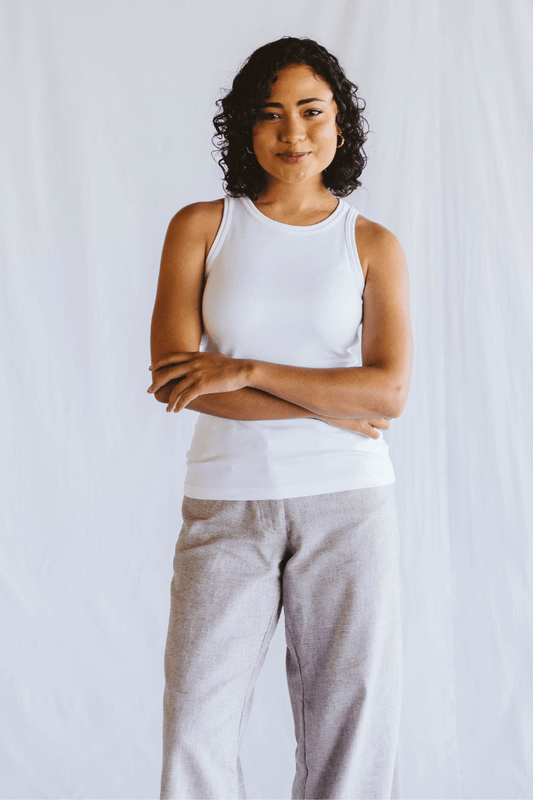 Vest White High Neck