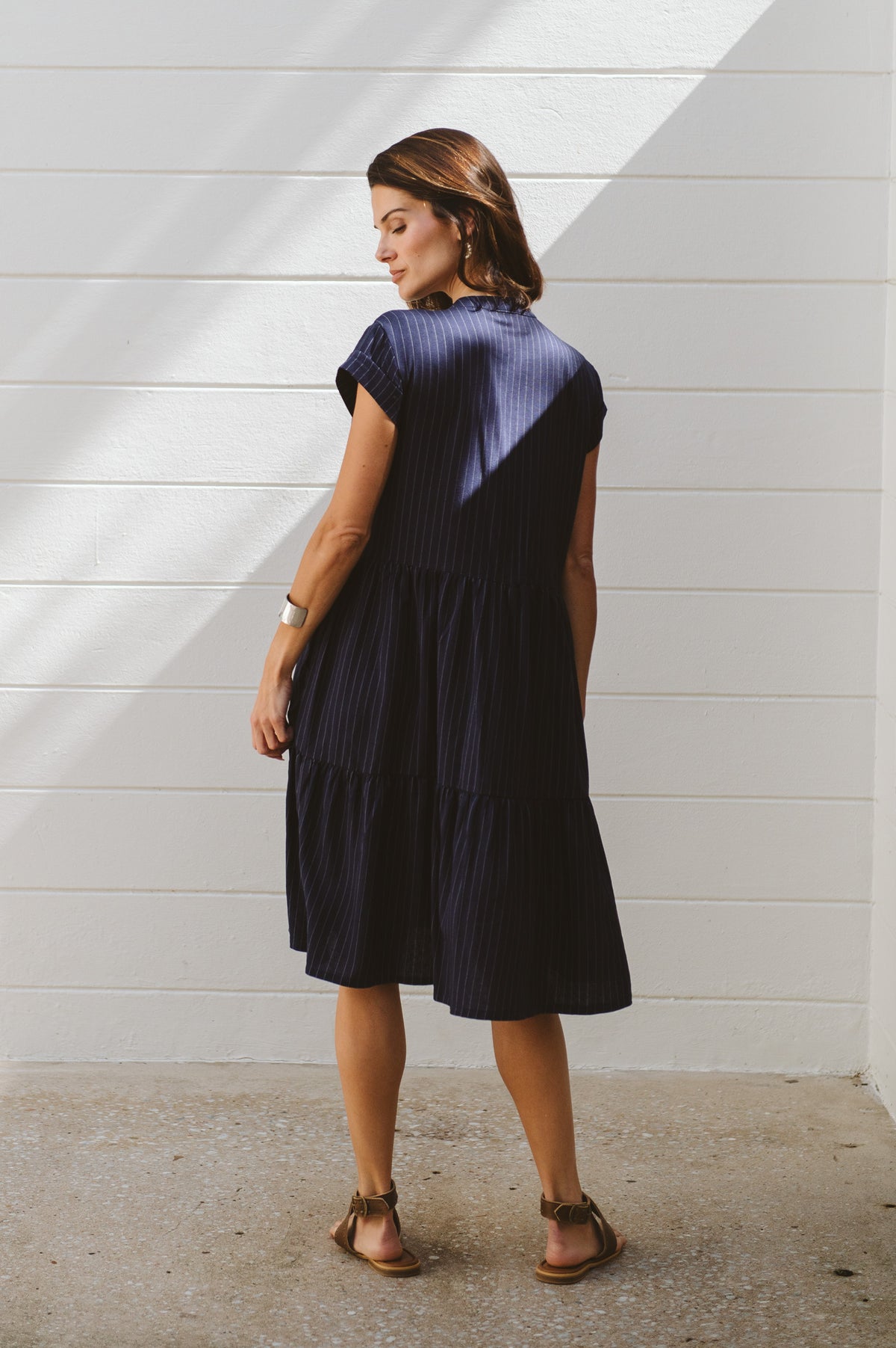 Savannah Pinstripe Dress Navy