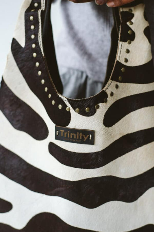 Casey Leather Bag Zebra Studs