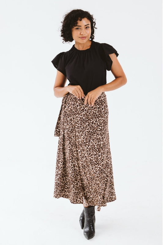 Donna Wrap Skirt Leopard