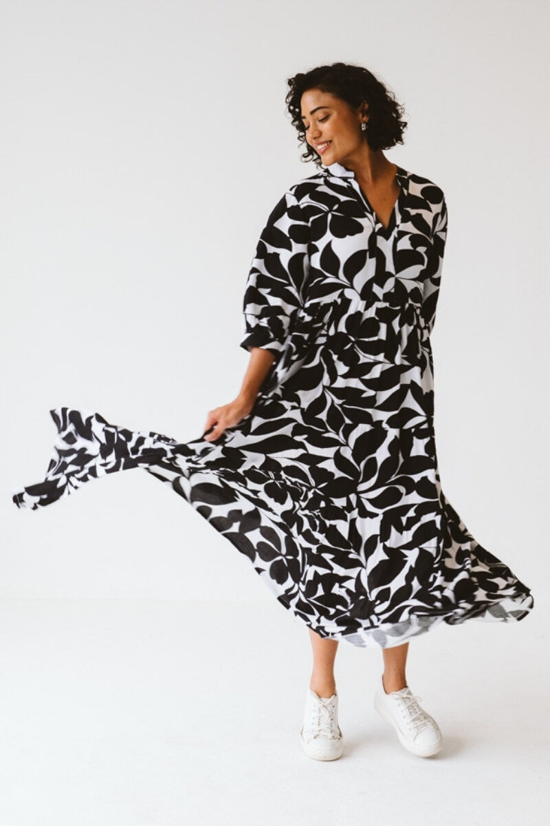 Jaipur Leaf Dress Black