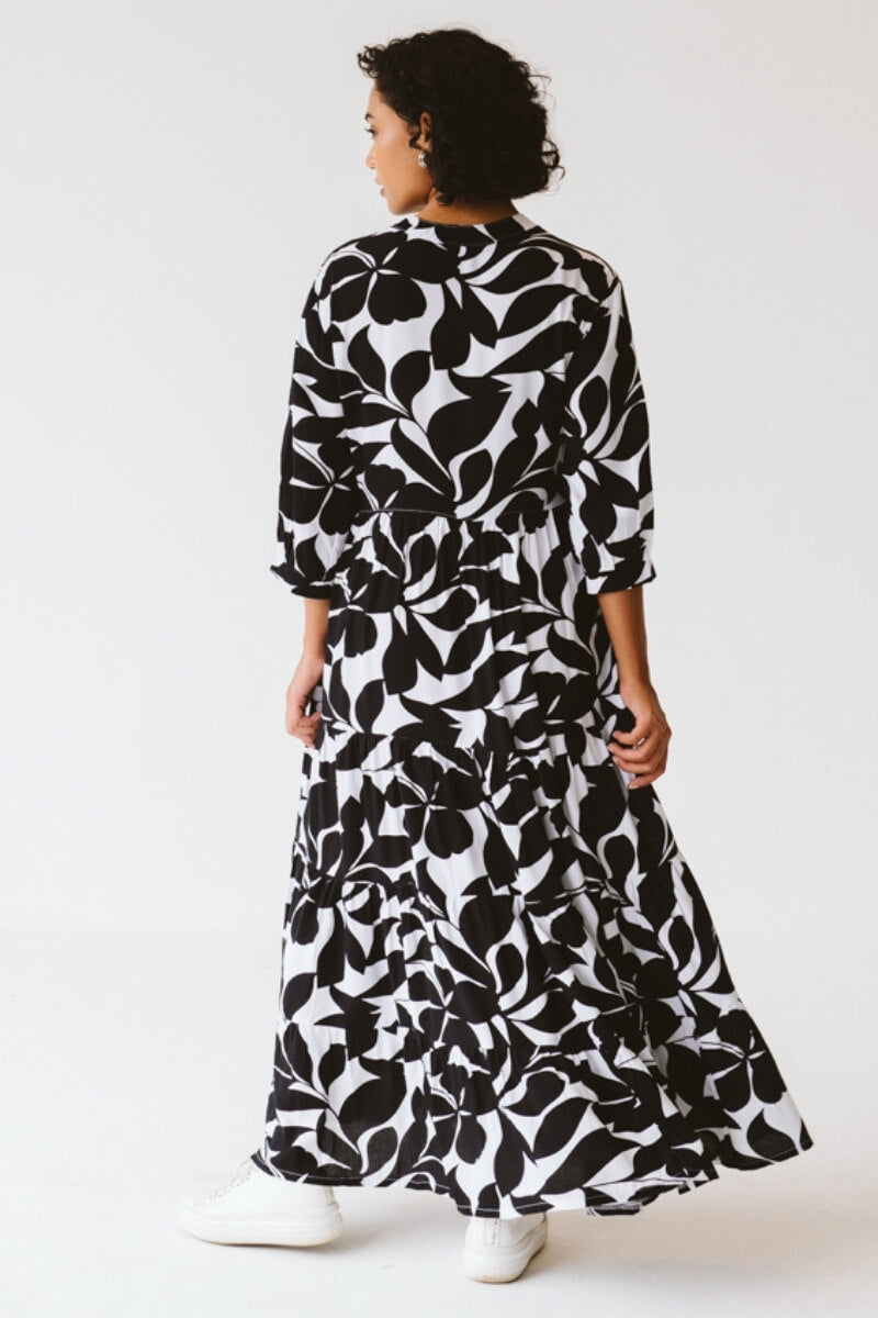 Jaipur Leaf Dress Black