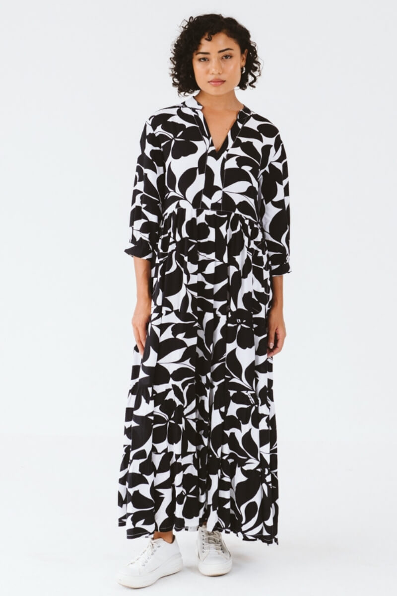 Jaipur Leaf Dress Black