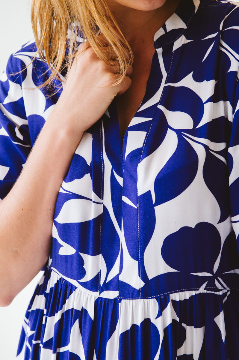 Jaipur Leaf Dress Cobalt