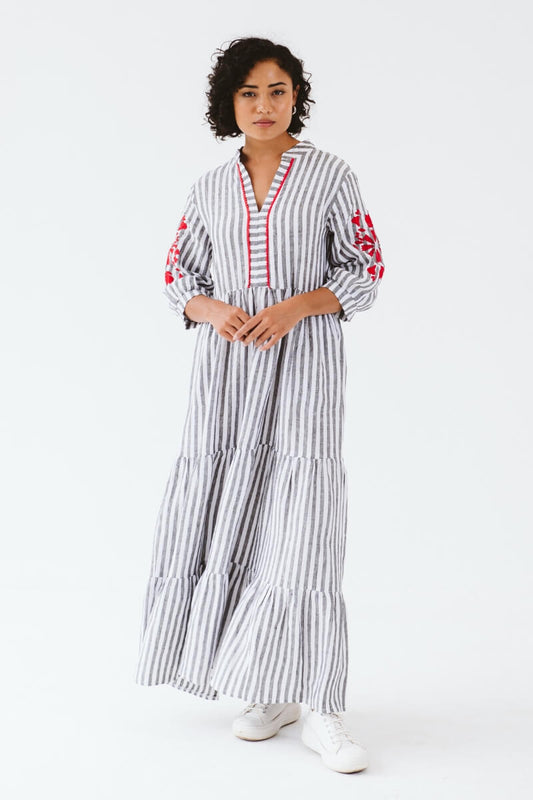 Luna Dress Black Stripe