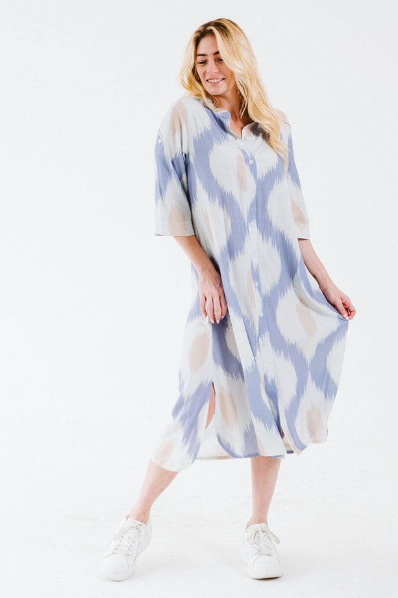 Maggie Shirt Dress Ikat Blue