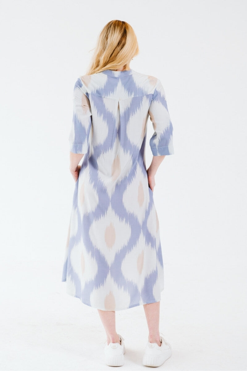 Maggie Shirt Dress Ikat Blue