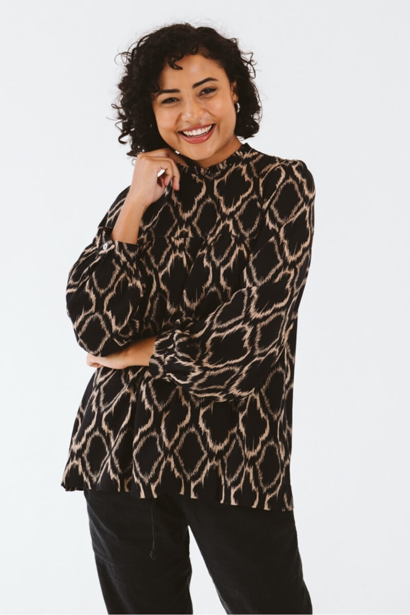 Trinity Shirt Black and Gold Ikat