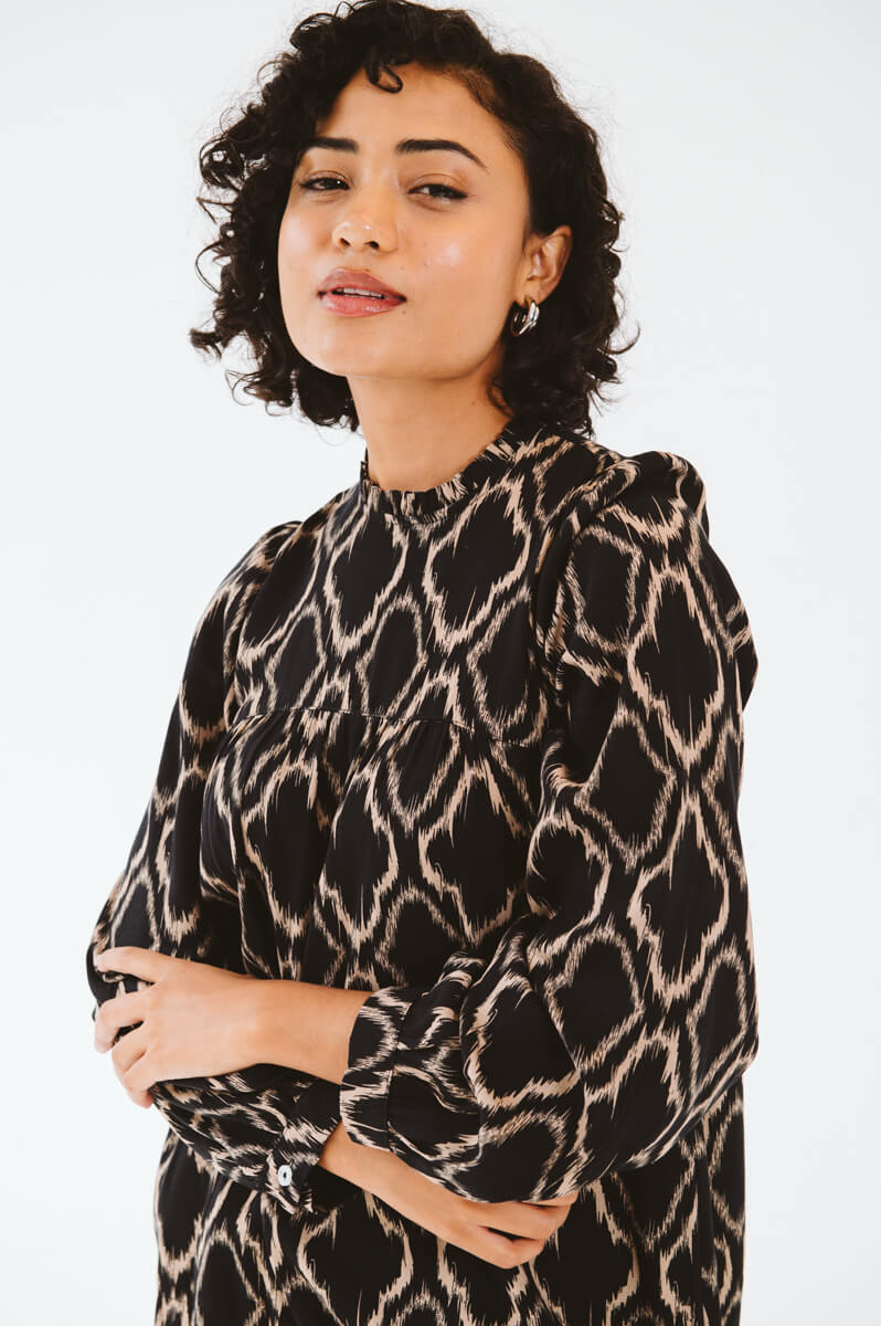 Trinity Shirt Black and Gold Ikat