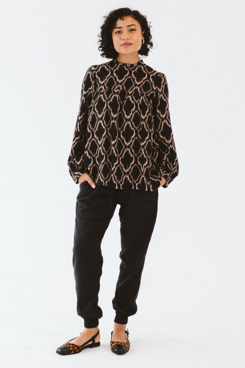 Trinity Shirt Black and Gold Ikat