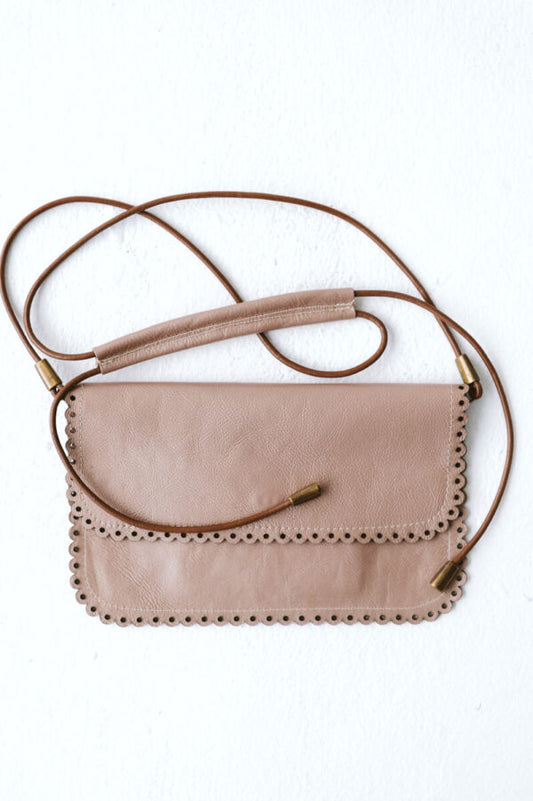 Zoe Rose Gold Metallic Leather Bag