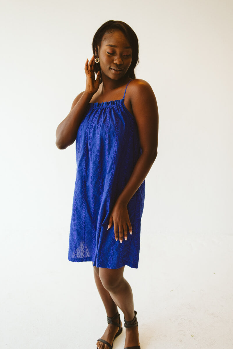 Lorien Cotton Anglaise Dress Blue