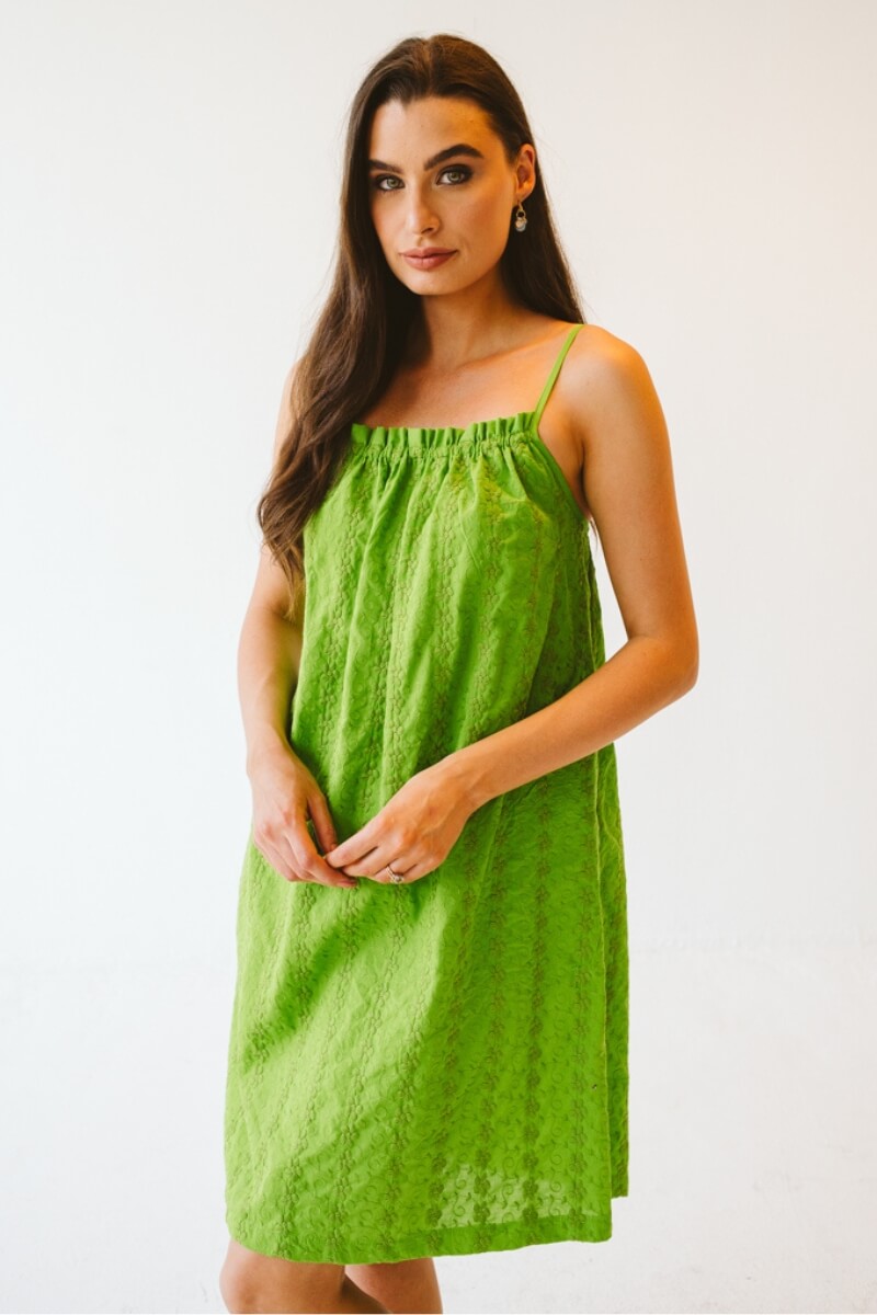 Lorien Cotton Anglaise Dress Green