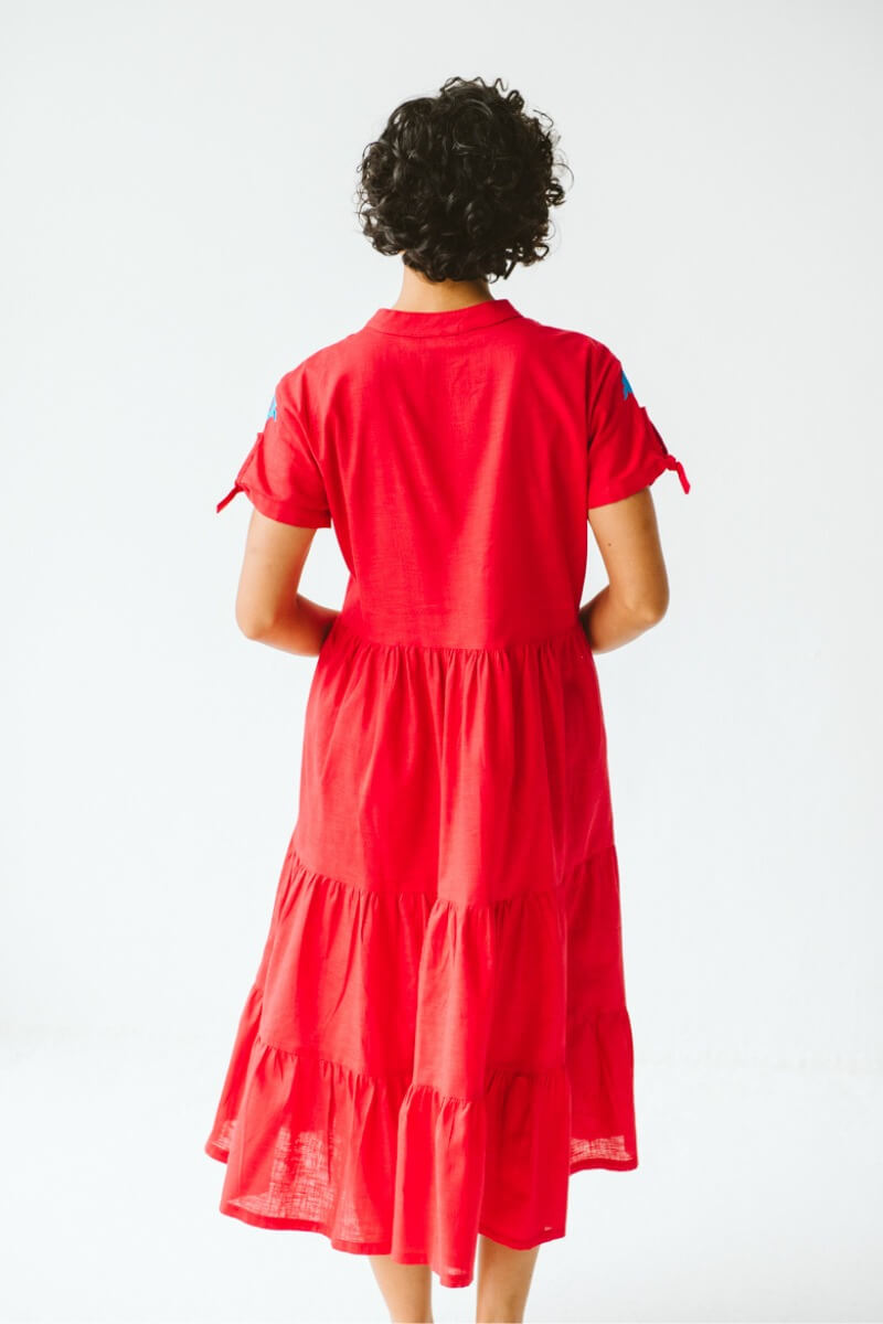 Shea Red Cotton Dress