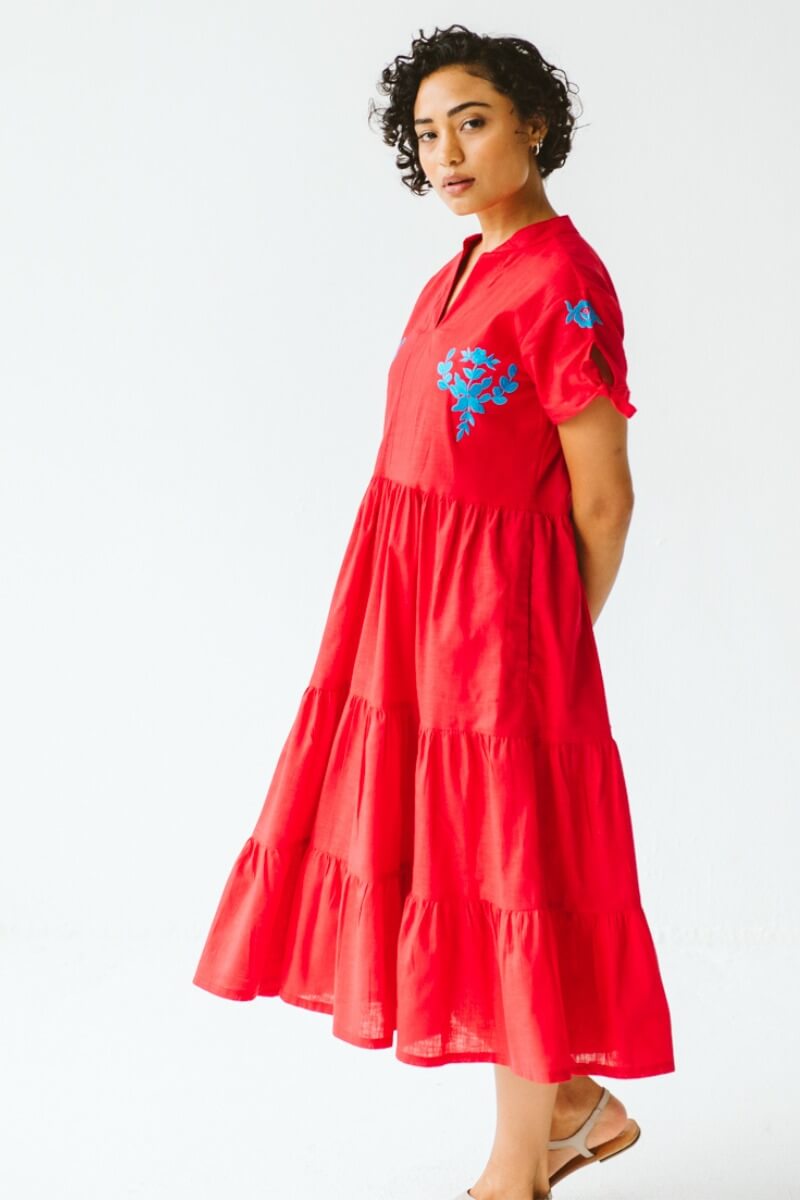 Shea Red Cotton Dress