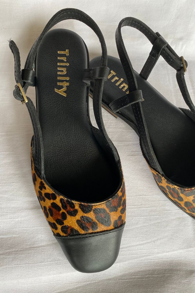 Colette Slingback Leopard Black Leather