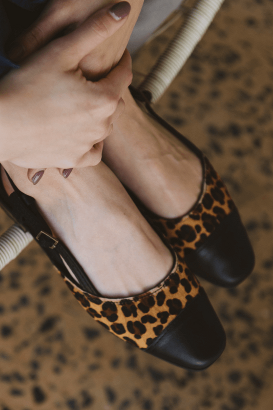Colette Slingback Leopard Black Leather