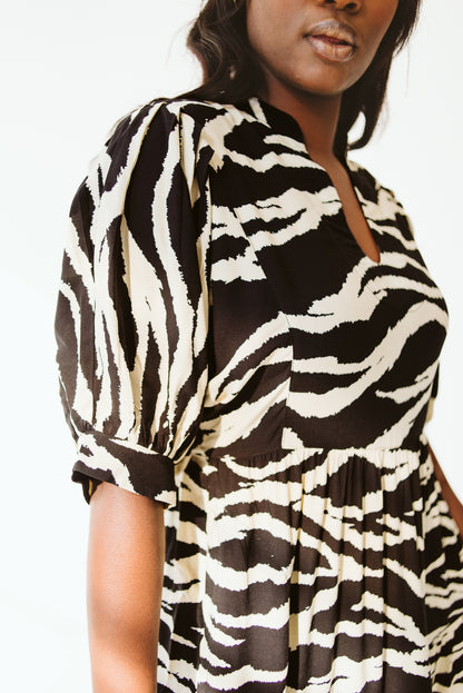 Pia Black and Cream Dress