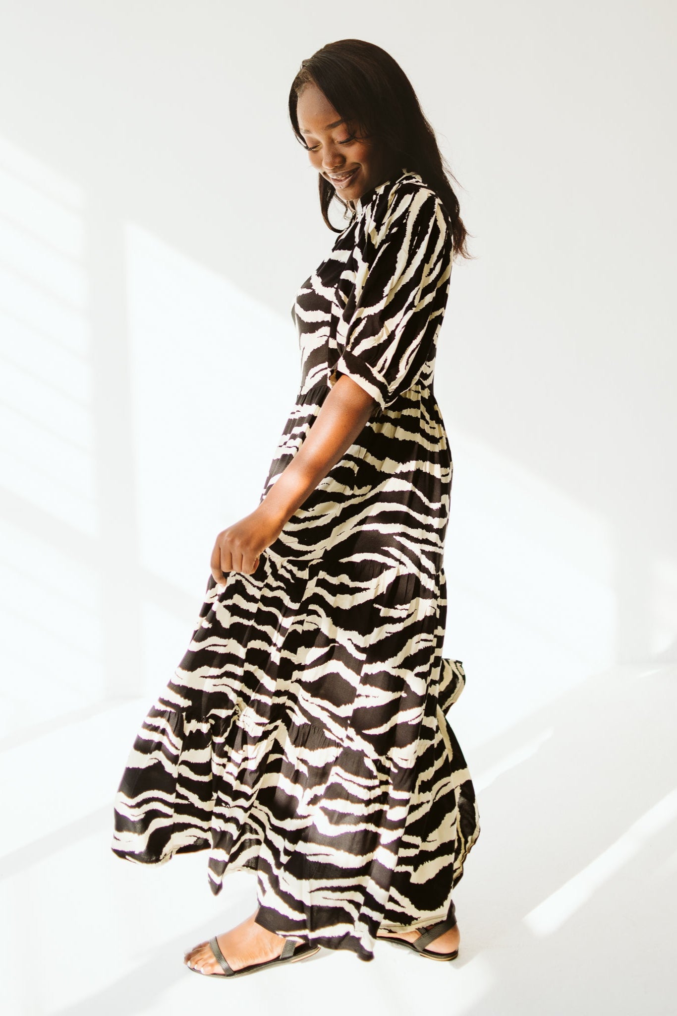 Pia Black and Cream Dress