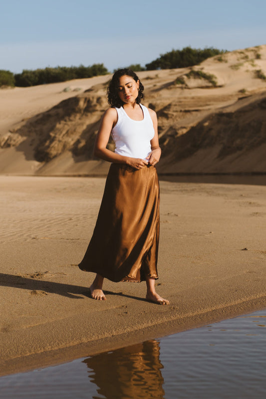 Satin Skirt Chocolate